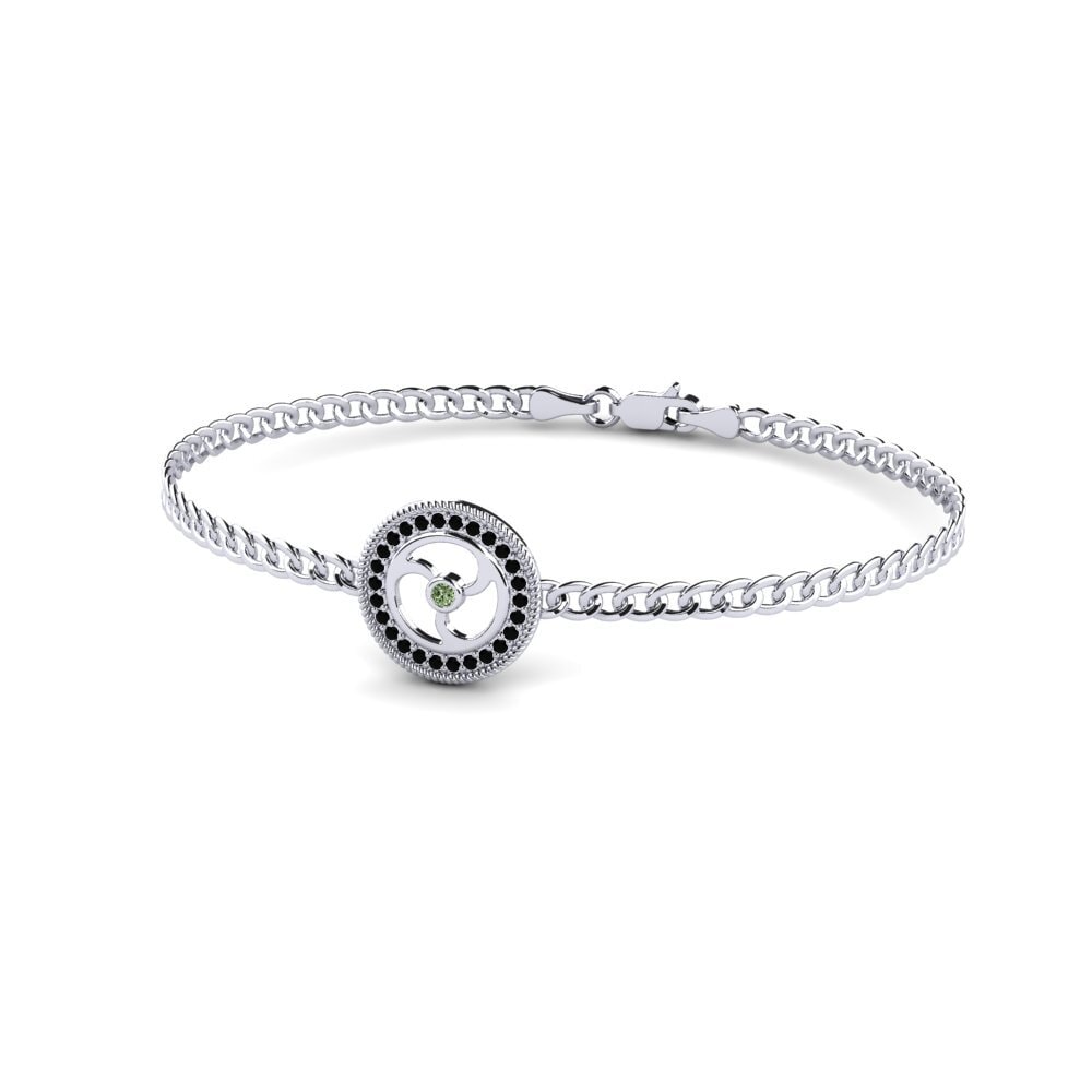 950 Palladium Green Diamond Men's Bracelet Cufant