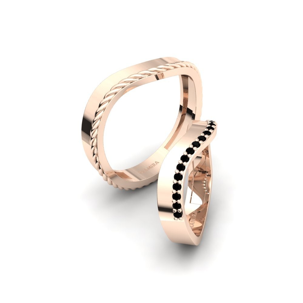 9k Oro Rosa Ónix Negro Anillo de boda Culleredo Pair