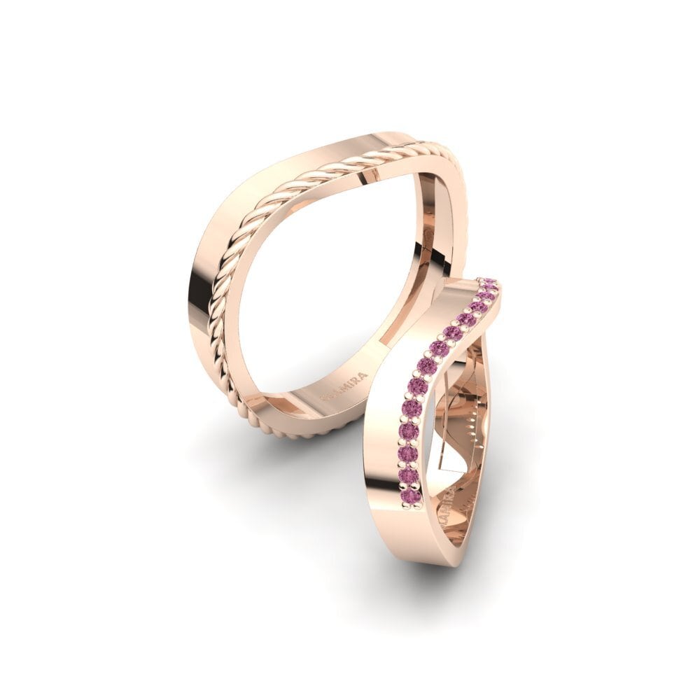 9k Oro Rosa Granate Rhodolite Anillo de boda Culleredo Pair