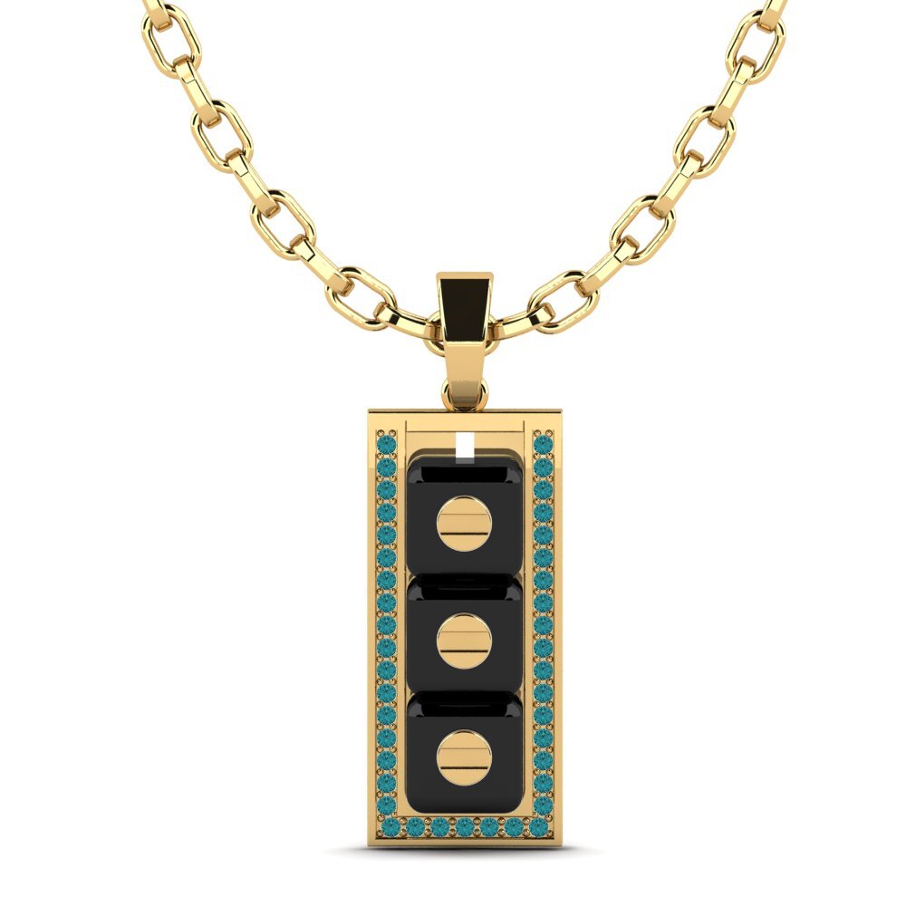 18ct Yellow Gold Blue Diamond Men's Pendant Culligan