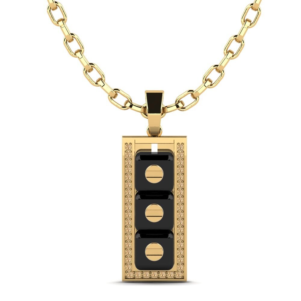 18ct Yellow Gold Brown Diamond Men's Pendant Culligan
