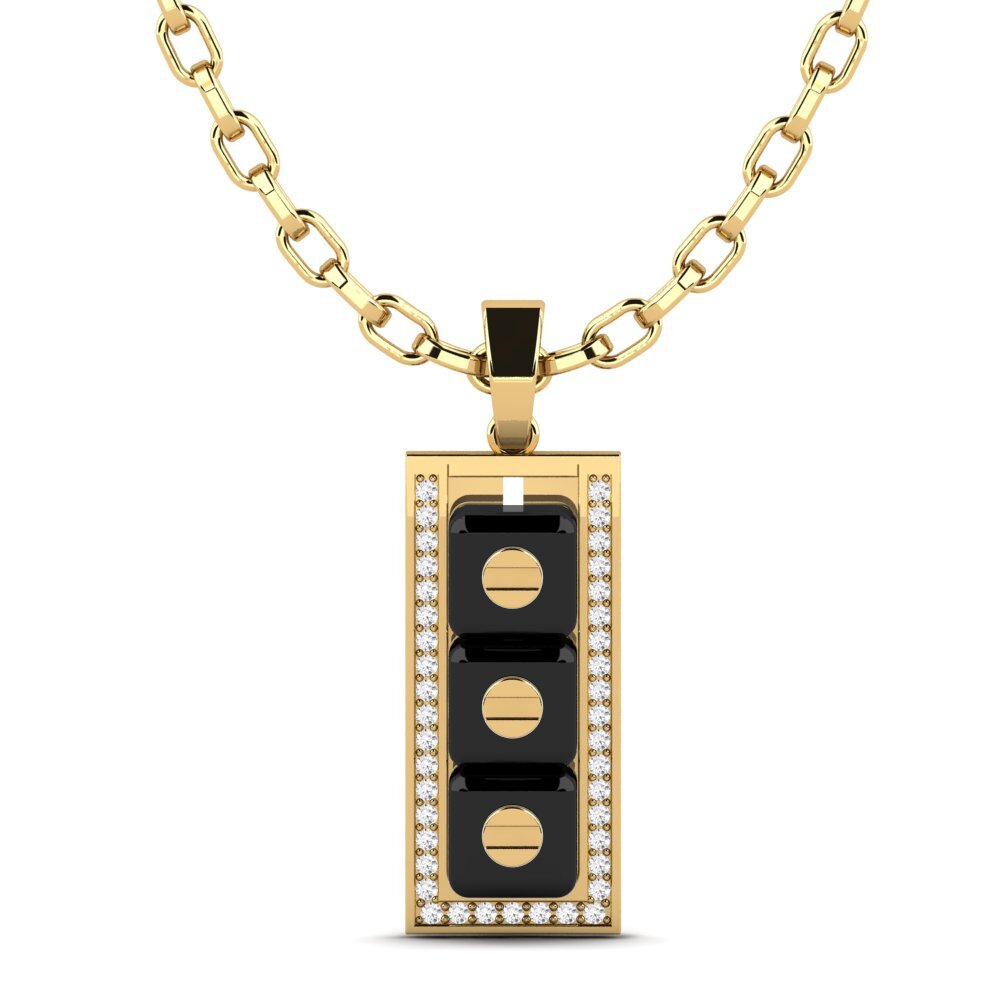 14ct Yellow Gold White sapphire Men's Pendant Culligan