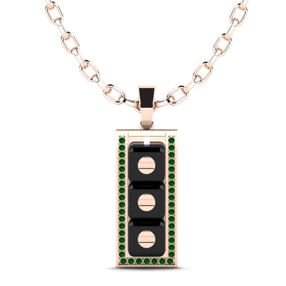 14ct Rose Gold Green Zirconia Men's Pendant Culligan