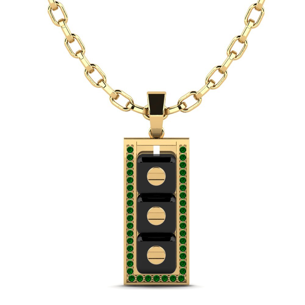 9ct Yellow Gold Green Zirconia Men's Pendant Culligan