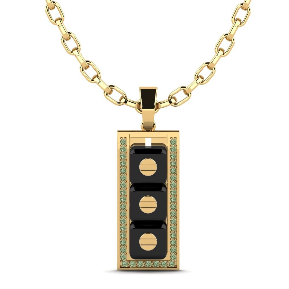 9ct Yellow Gold Green Diamond Men's Pendant Culligan