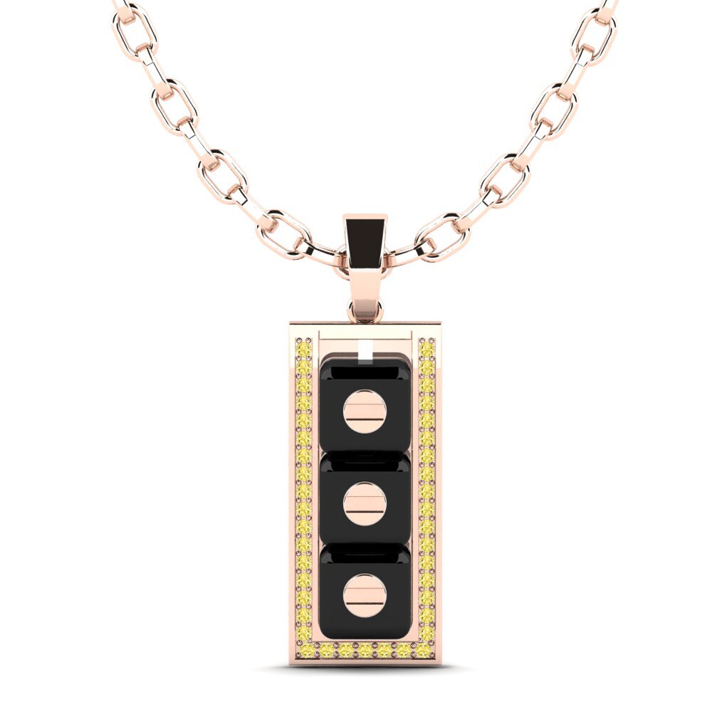 14ct Rose Gold Yellow Sapphire Men's Pendant Culligan