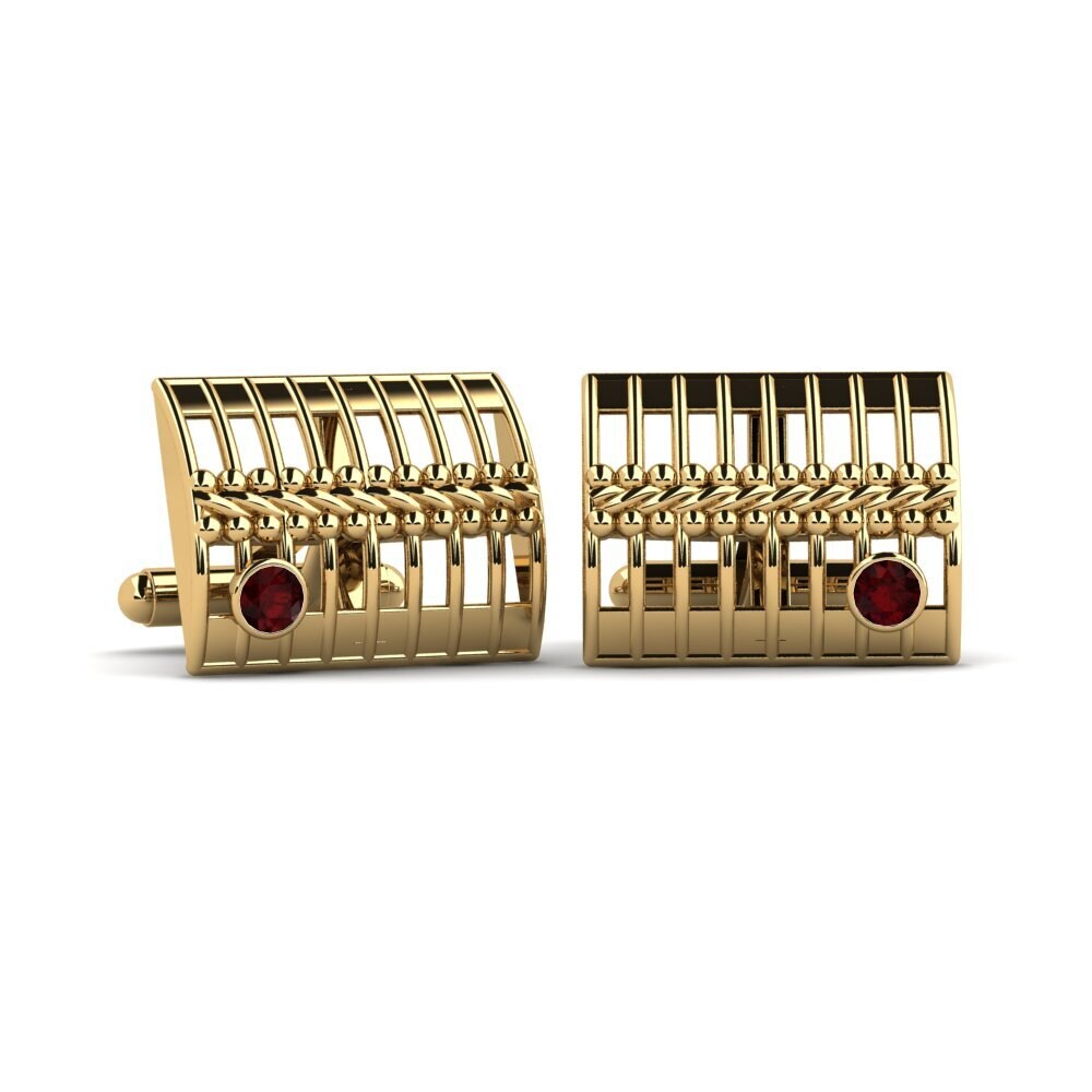 750 Gult Guld Granat Manchetknap Cullison