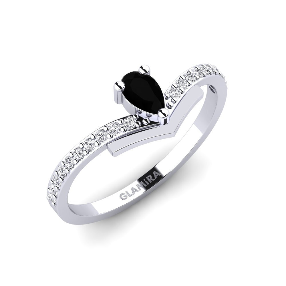 Pear Black Sapphire Engagement Ring Culturally