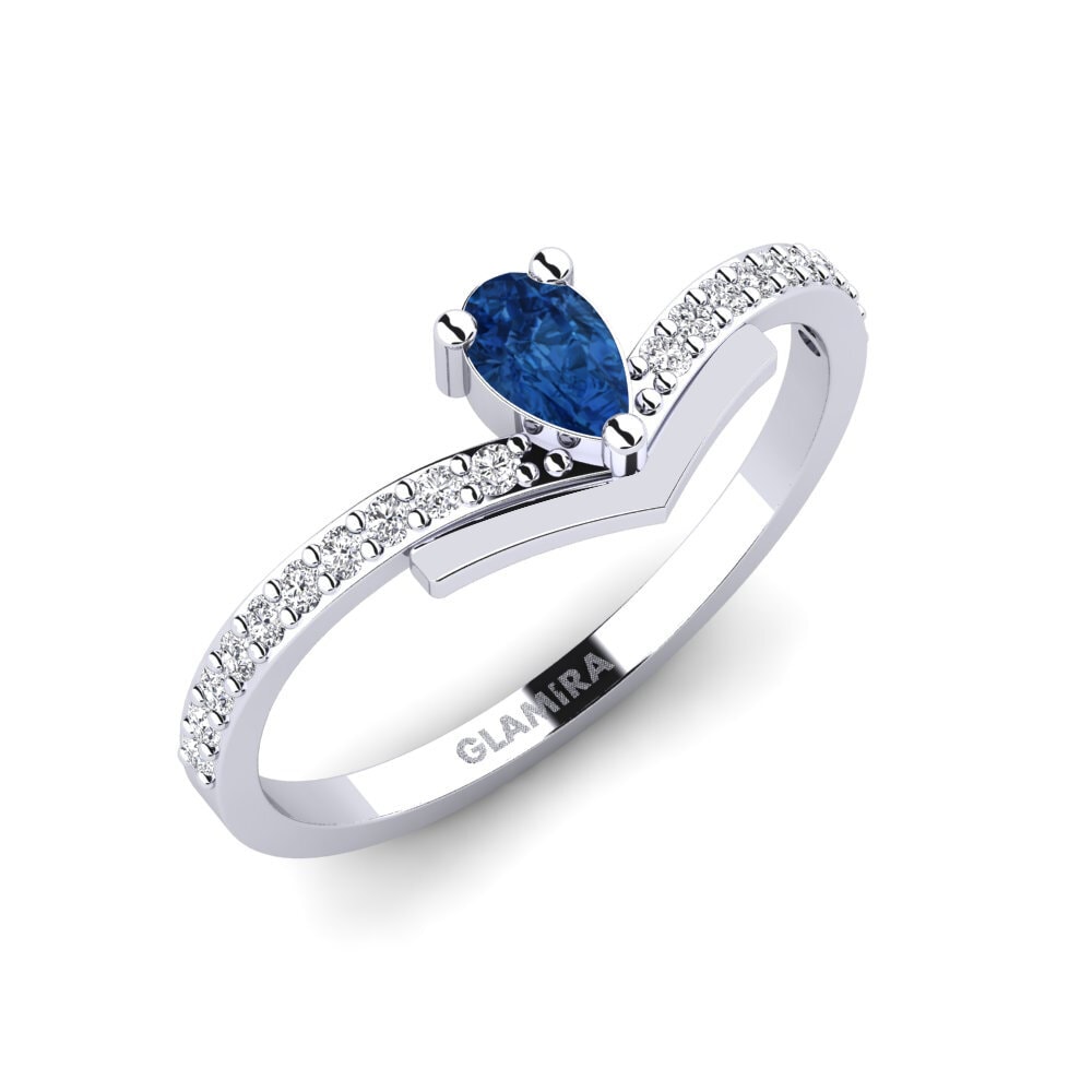 Dark Blue Zirconia Engagement Ring Culturally