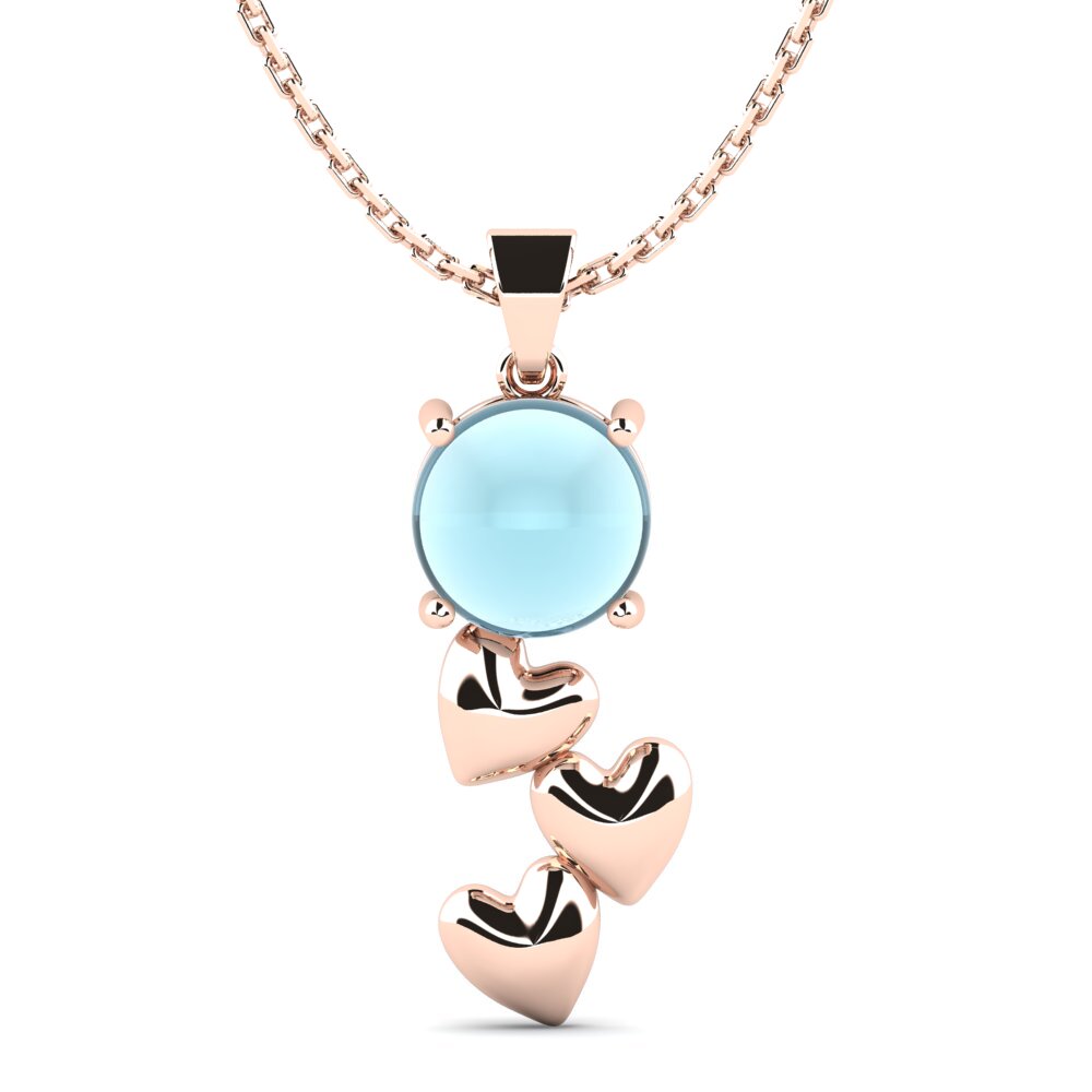 9k Oro Rosa Aguamarina Cabujón Colgante de Mujer Cupid