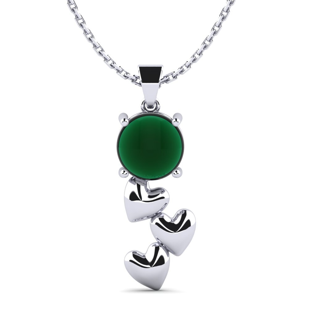 Paladio 950 Esmeralda Cabujón Colgante de Mujer Cupid
