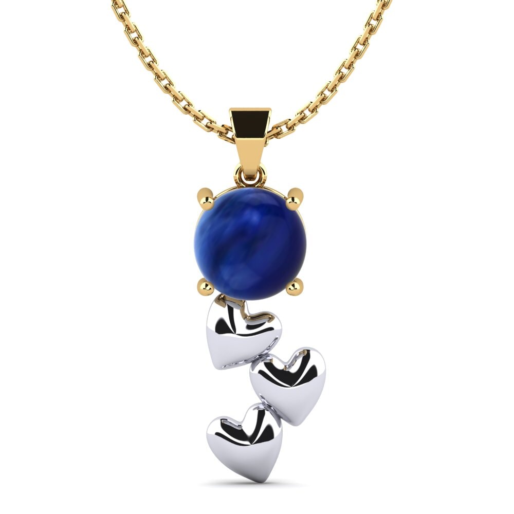 14ct Yellow & White Gold Cabochon Sapphire Women's Pendant Cupid