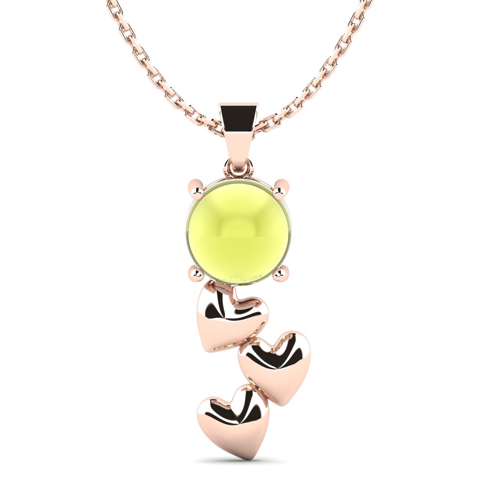 14k Oro Rosa Topacio Limón Cabujón Colgante de Mujer Cupid