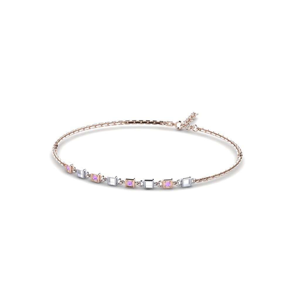 9ct Rose & White Gold Amethyst Women's Bracelet Cursion