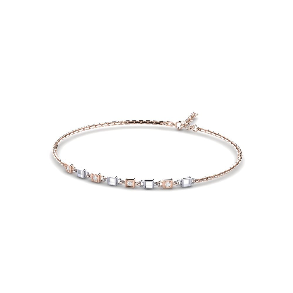 9ct Rose & White Gold White sapphire Women's Bracelet Cursion