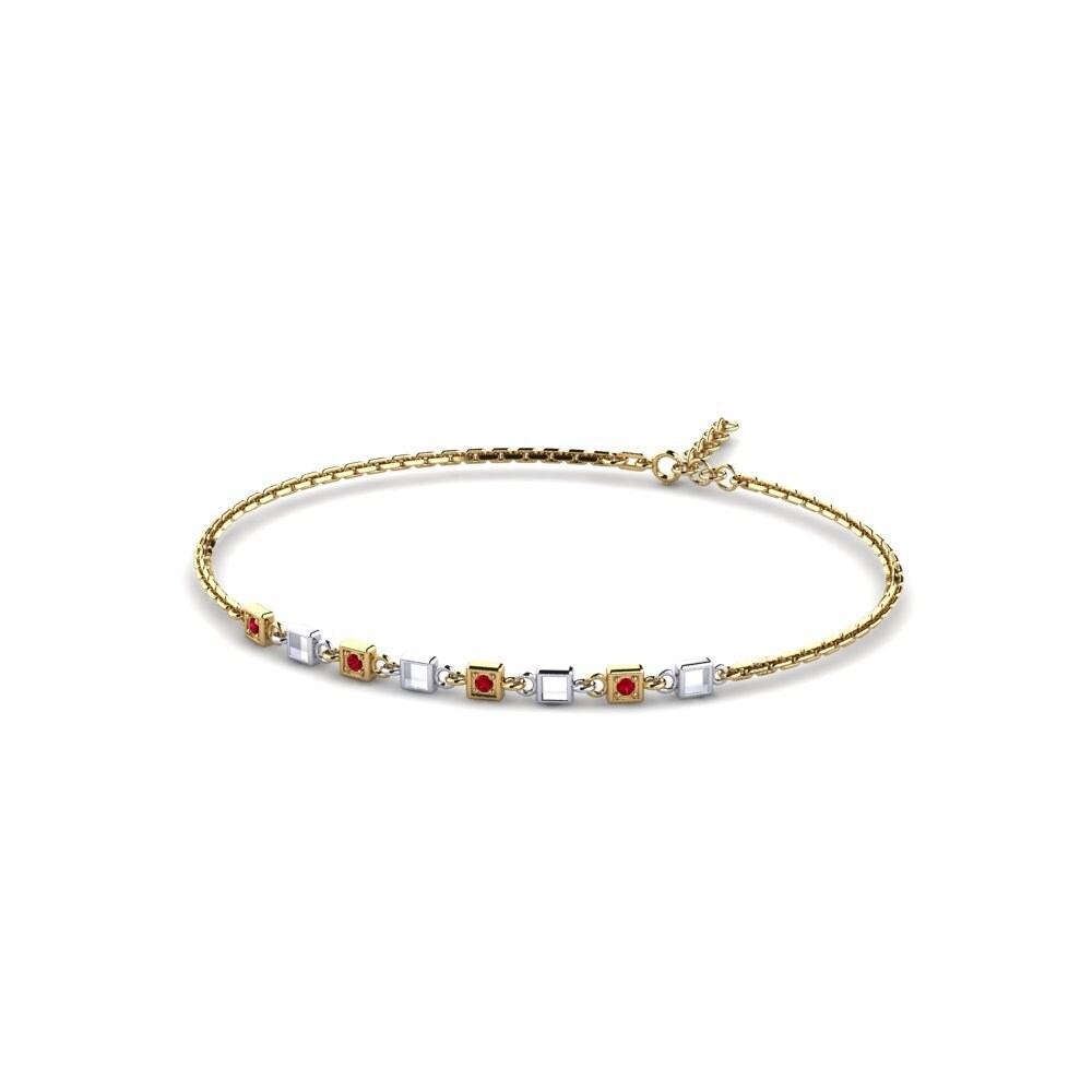 18K Yellow & White Gold Red Zirconia Bracelet Cursion