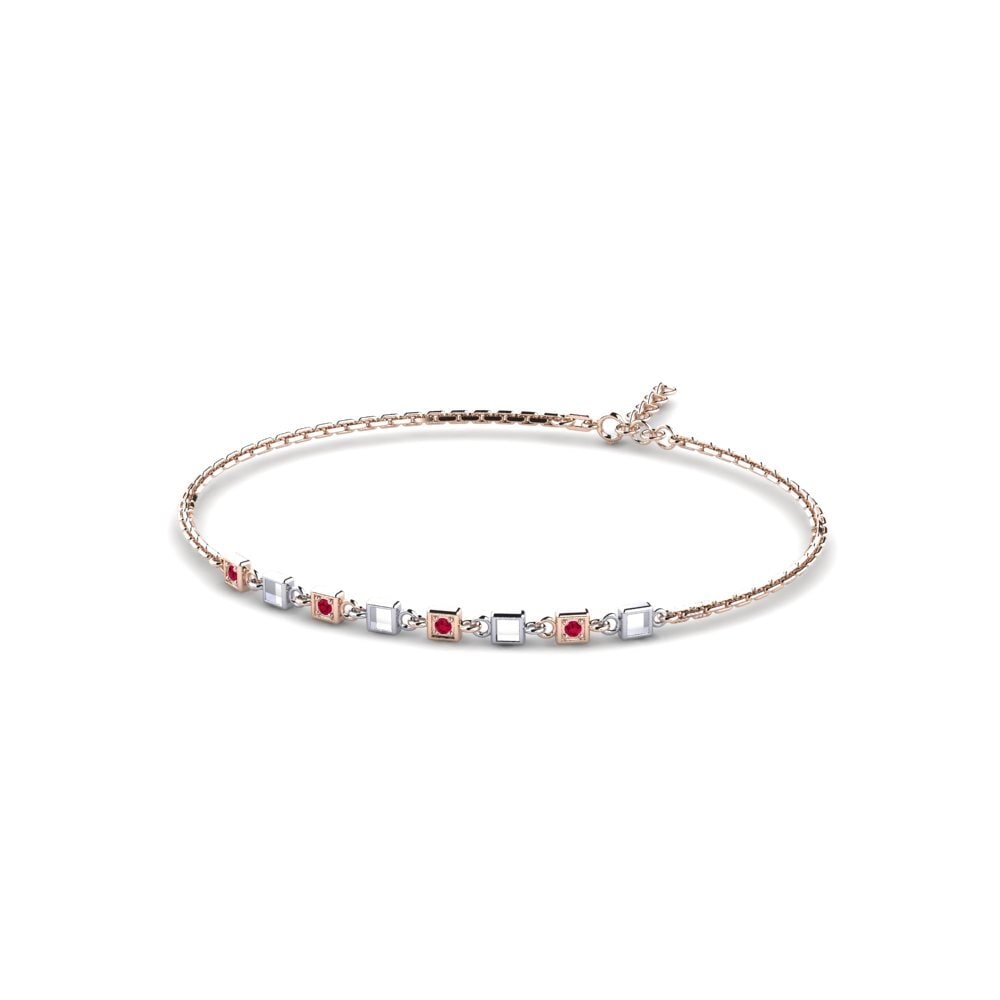 9ct Rose & White Gold Ruby Women's Bracelet Cursion