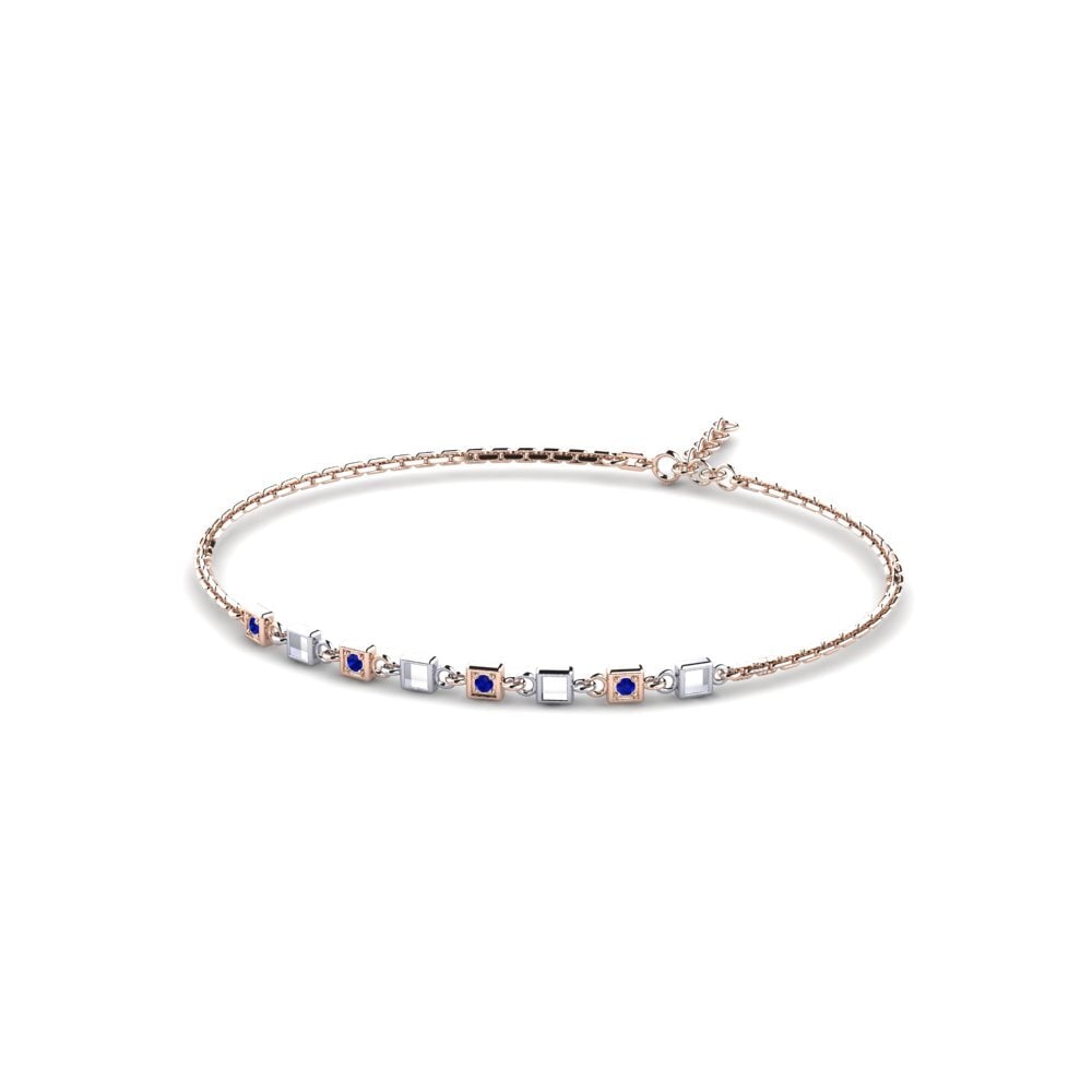 9ct Rose & White Gold Sapphire Women's Bracelet Cursion