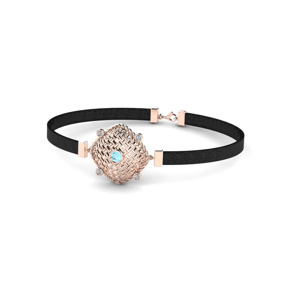18ct Rose Gold Aquamarine Men's Bracelet Cursola