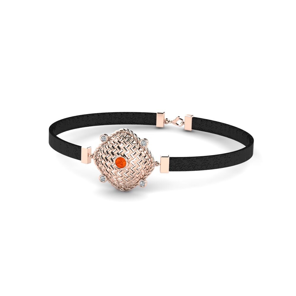18ct Rose Gold Fire Opal Men's Bracelet Cursola