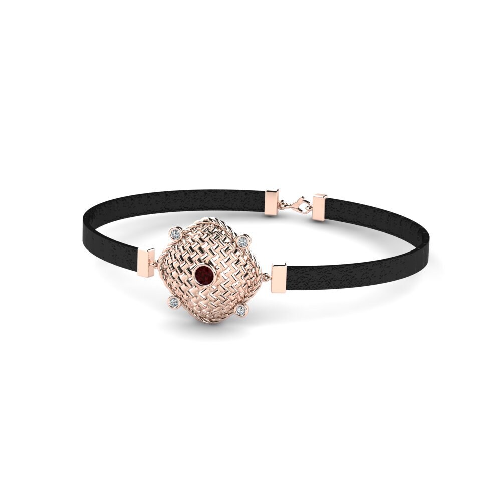 14ct Rose Gold Garnet Men's Bracelet Cursola