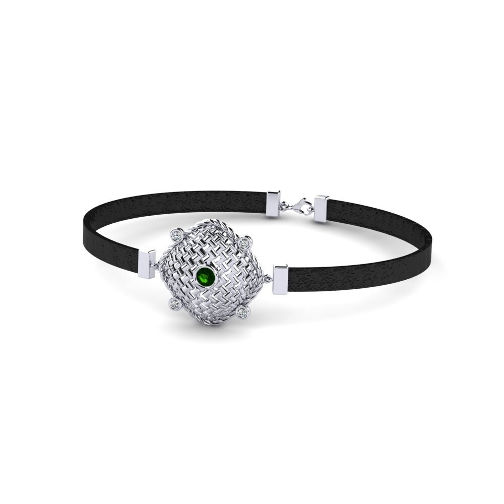 950 Platinum Green Tourmaline Men's Bracelet Cursola