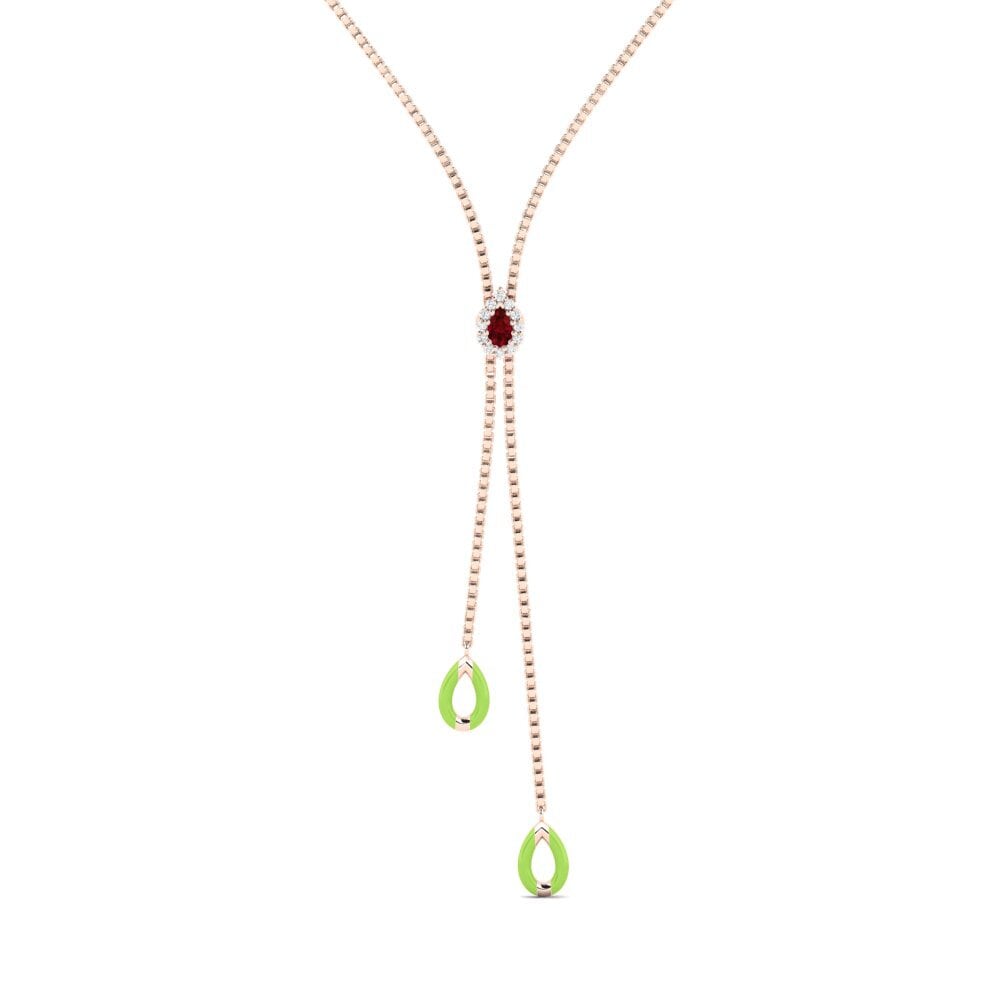 14ct Rose Gold Ruby Women's Necklace Cusseta
