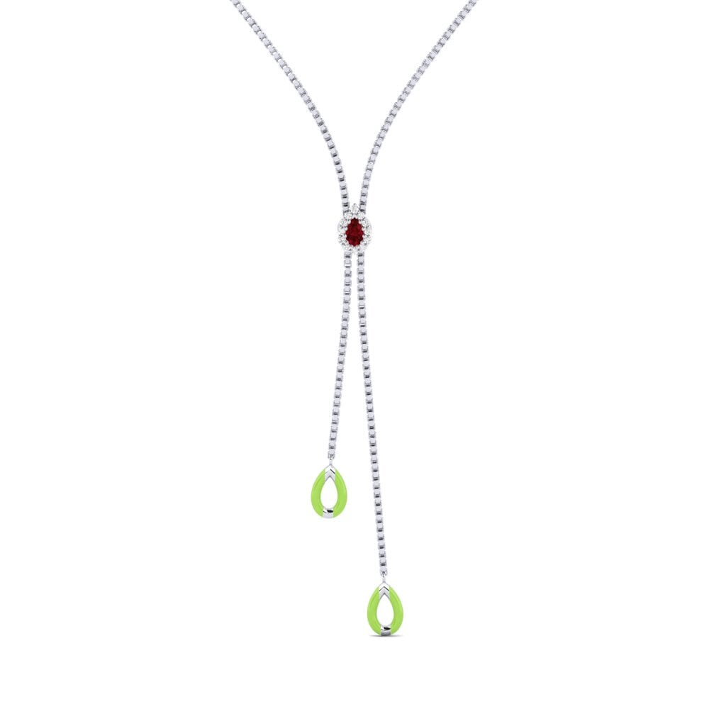 18ct White Gold Ruby Women's Necklace Cusseta