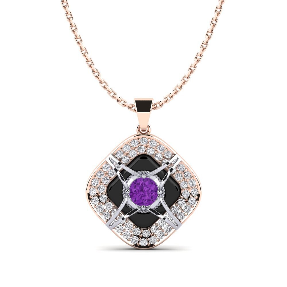 9ct Rose & White Gold Amethyst Women's Pendant Cusson