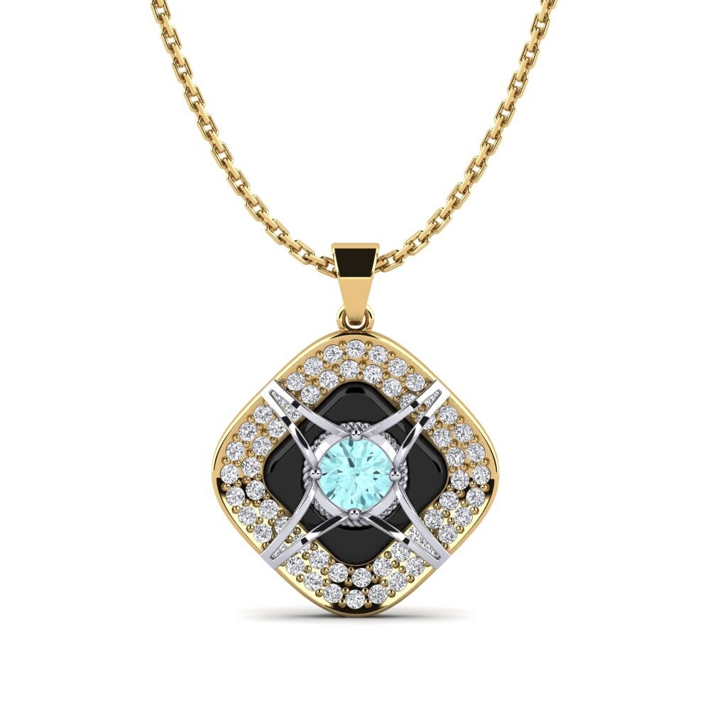 14ct Yellow & White Gold Aquamarine Women's Pendant Cusson