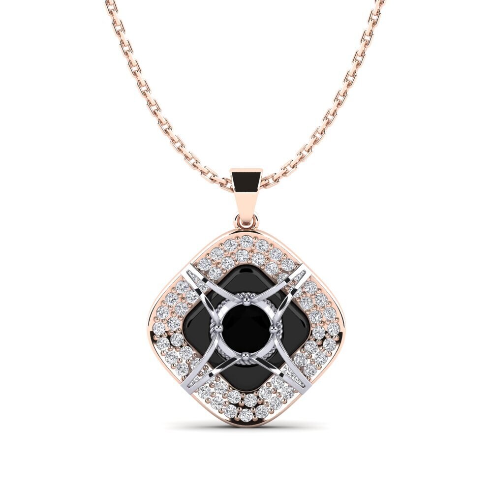 14ct Rose & White Gold Black Onyx Women's Pendant Cusson