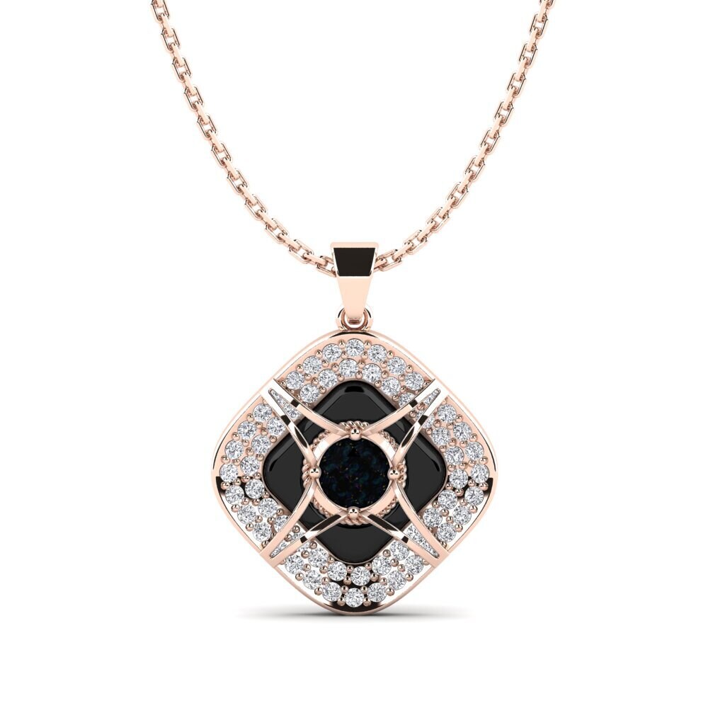 14ct Rose Gold Black Opal Women's Pendant Cusson