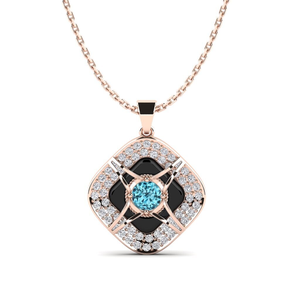 9ct Rose Gold Blue Zircon Women's Pendant Cusson