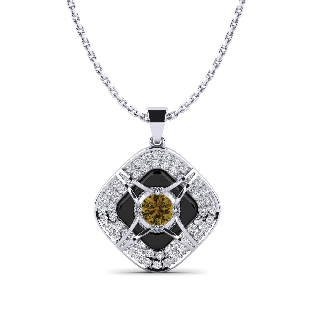 White Silver Brown Zircon Women's Pendant Cusson