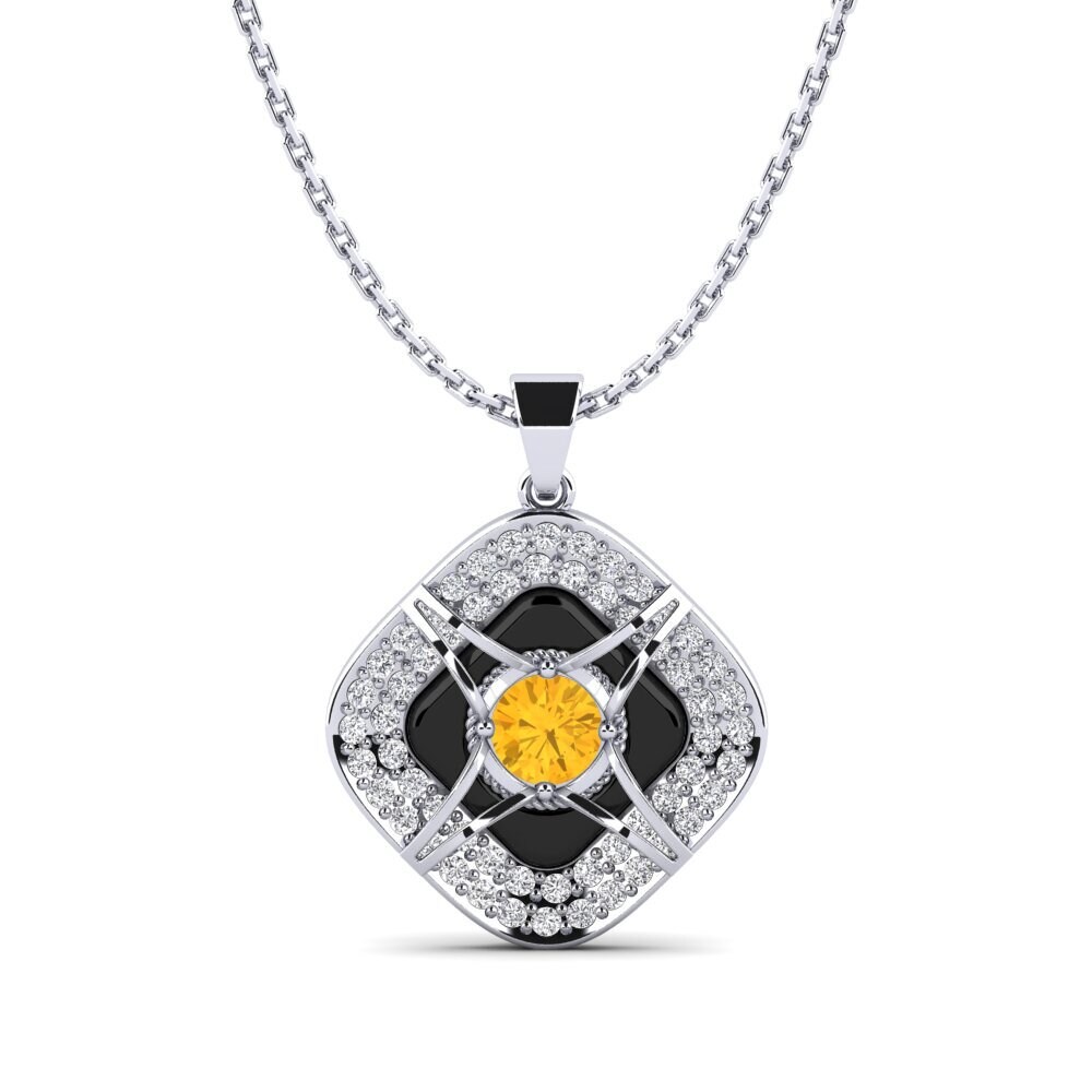White Silver Citrine Women's Pendant Cusson