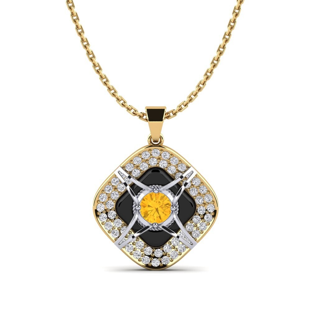 14ct Yellow & White Gold Citrine Women's Pendant Cusson