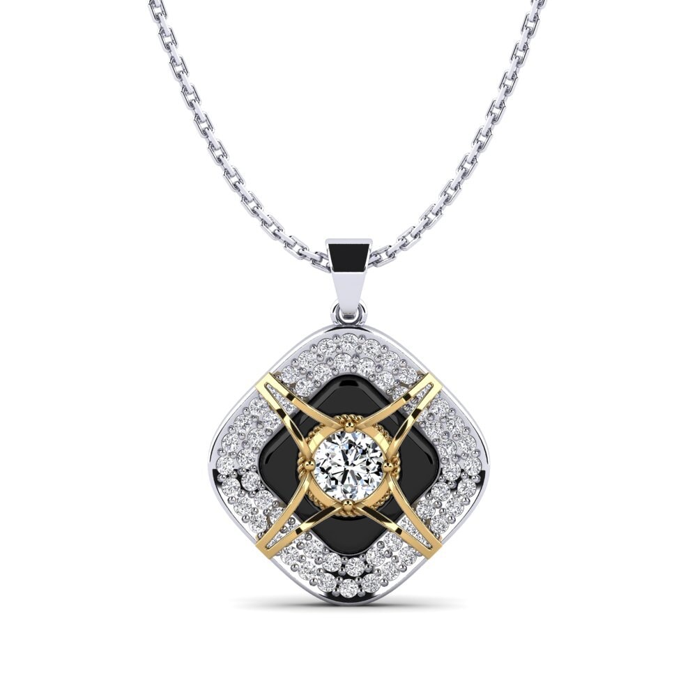 14ct White & Yellow Gold Zirconia Women's Pendant Cusson