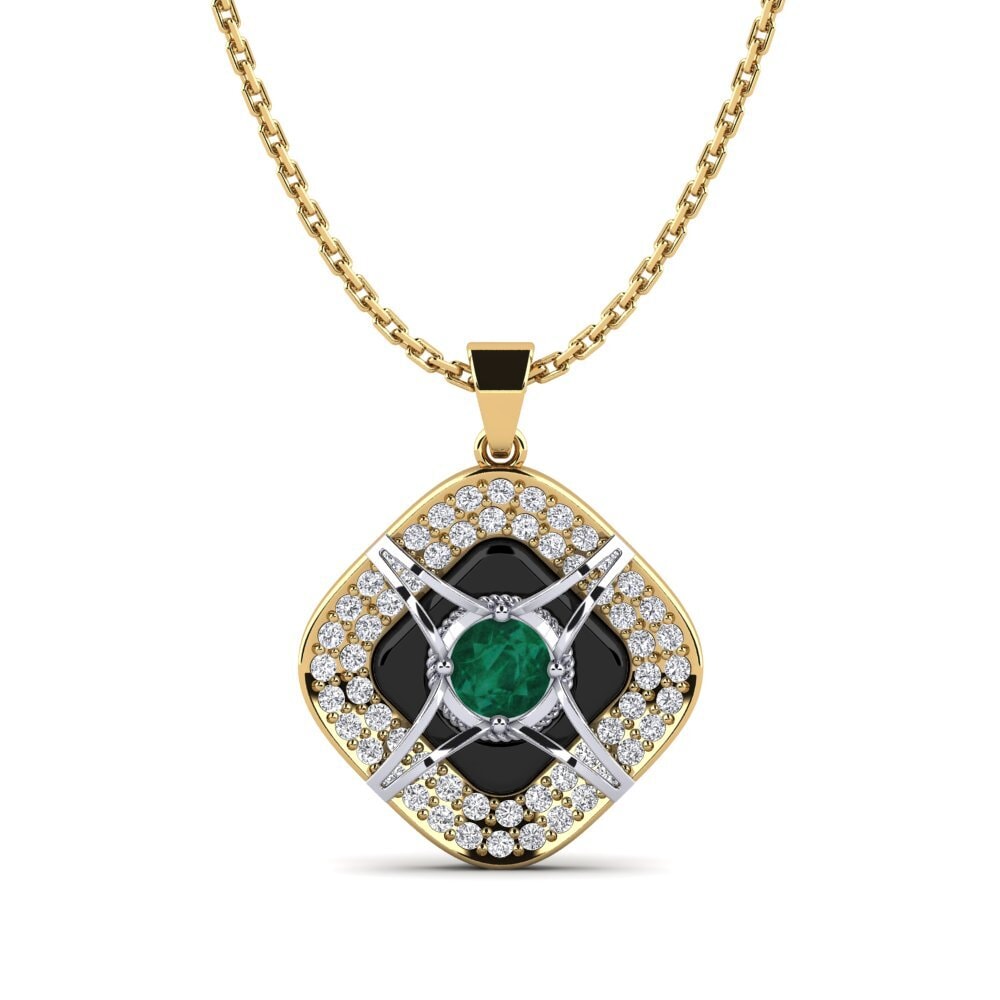 14ct Yellow & White Gold Emerald Women's Pendant Cusson