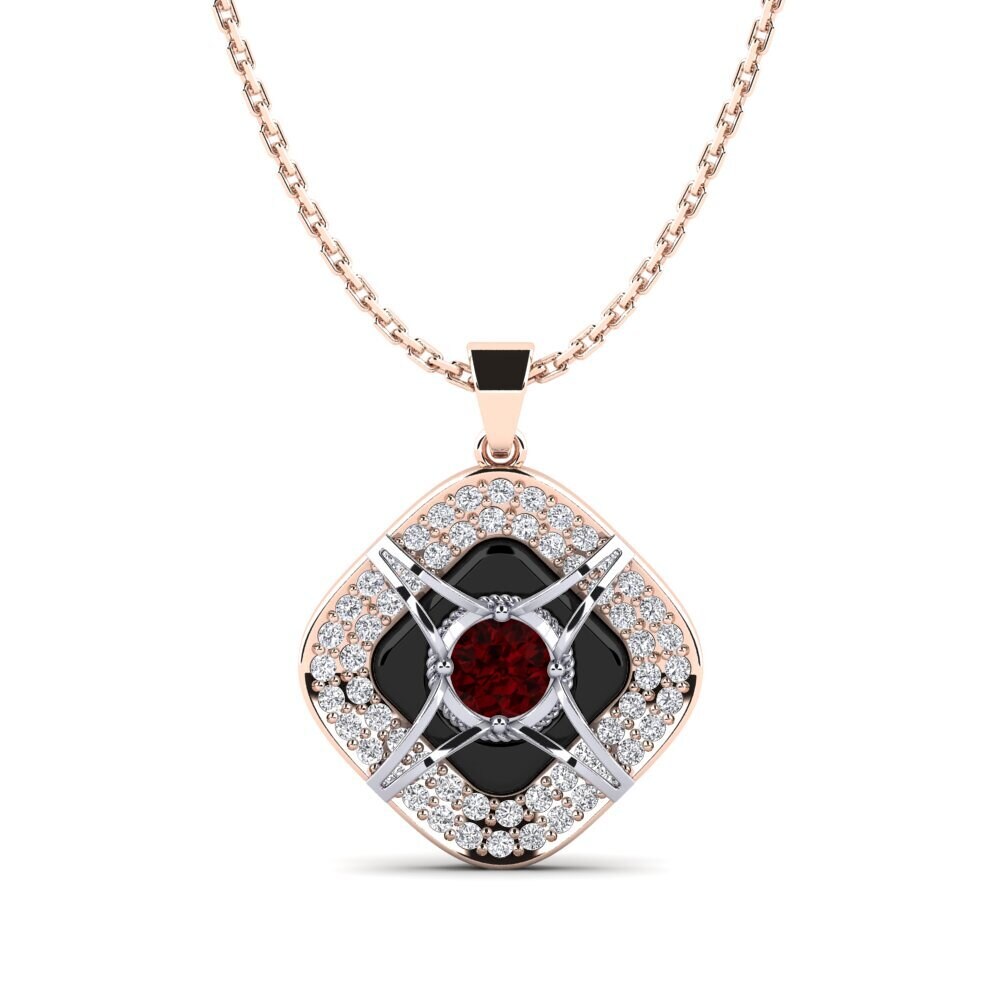 14ct Rose & White Gold Garnet Women's Pendant Cusson