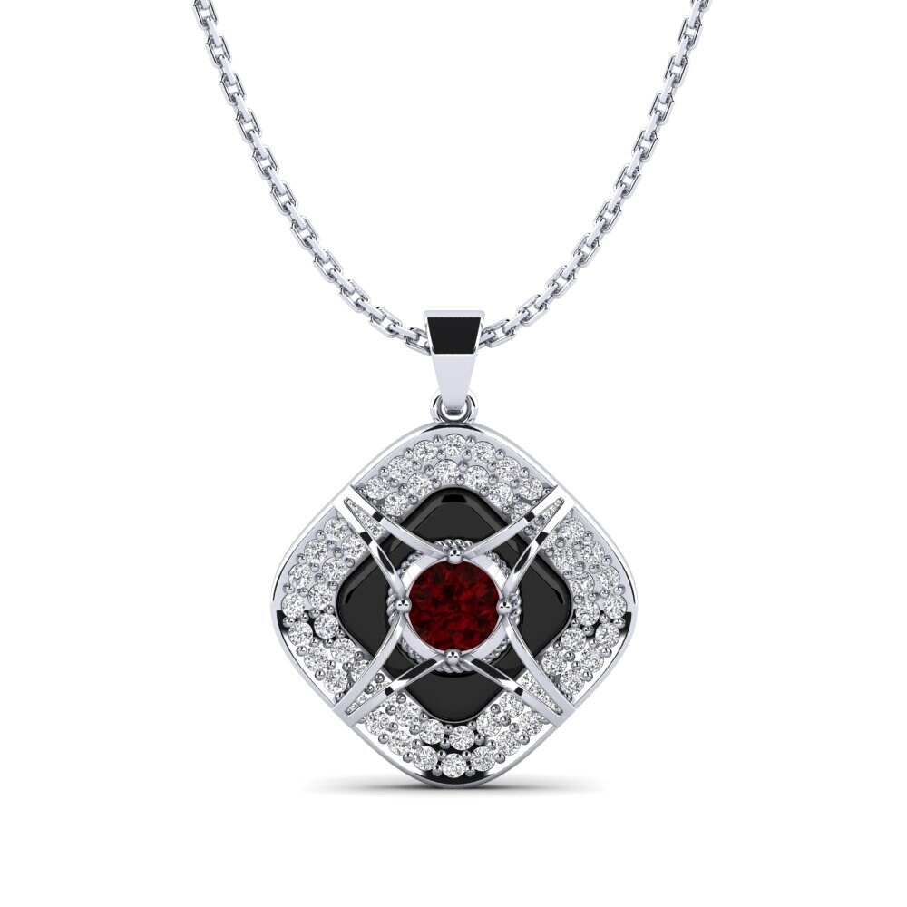 950 Platinum Garnet Women's Pendant Cusson
