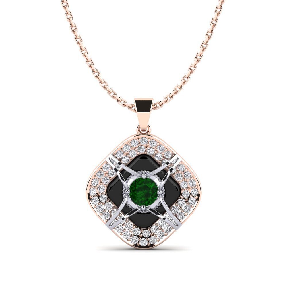 14ct Rose & White Gold Green Tourmaline Women's Pendant Cusson