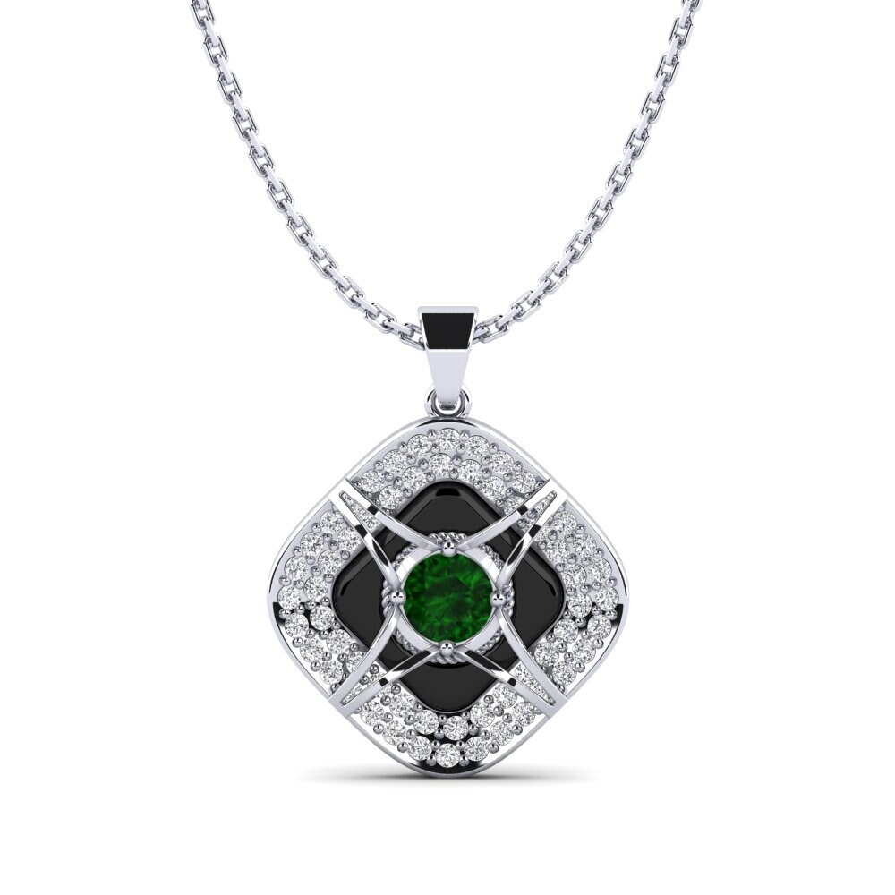 White Silver Green Tourmaline Women's Pendant Cusson