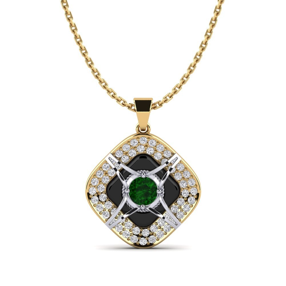 14ct Yellow & White Gold Green Tourmaline Women's Pendant Cusson