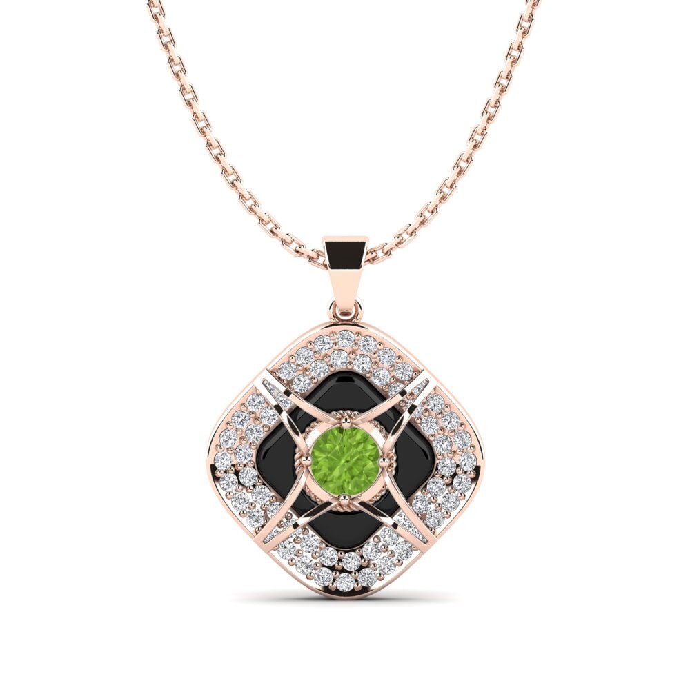 14ct Rose Gold Peridot Women's Pendant Cusson