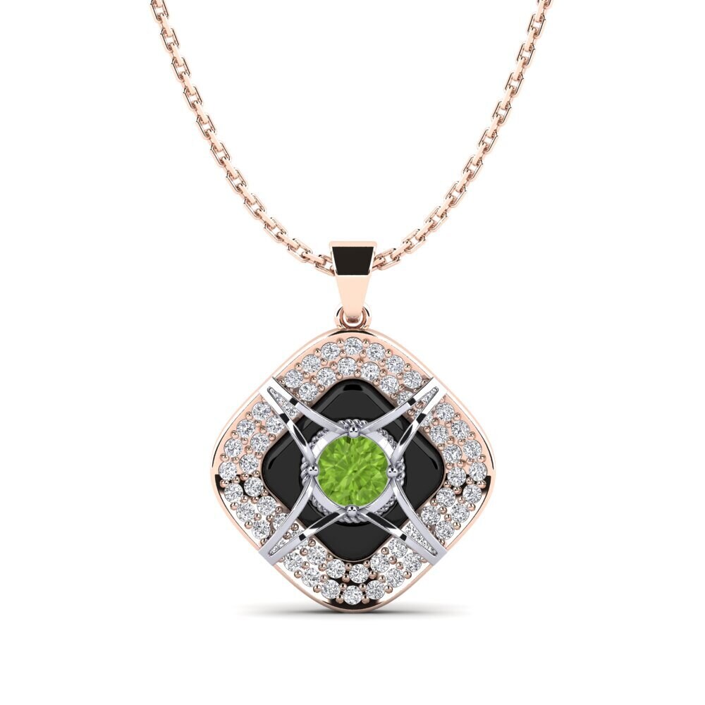 14ct Rose & White Gold Peridot Women's Pendant Cusson