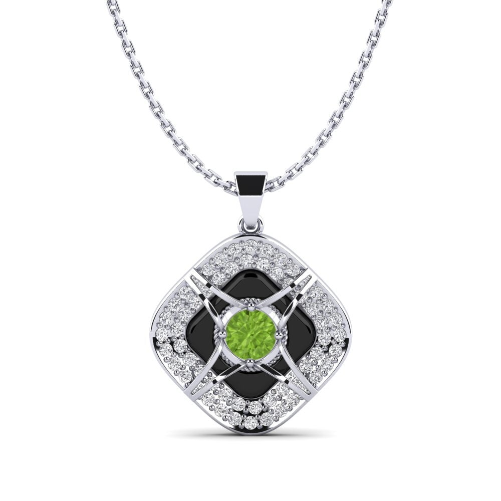White Silver Peridot Women's Pendant Cusson