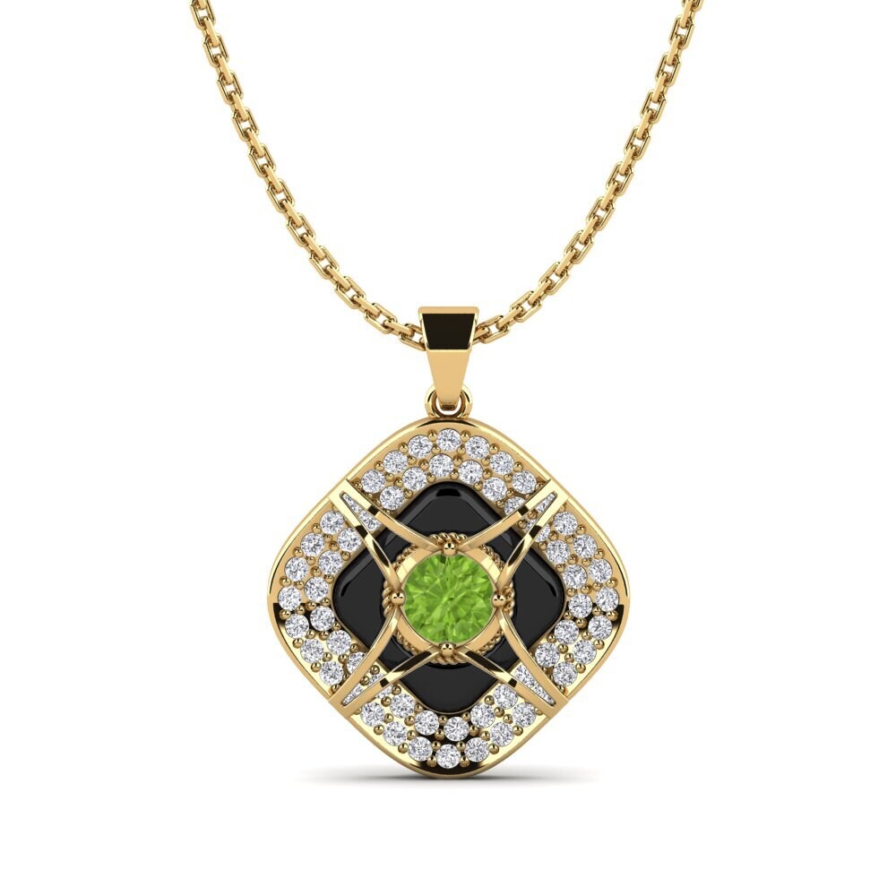 14ct Yellow Gold Peridot Women's Pendant Cusson