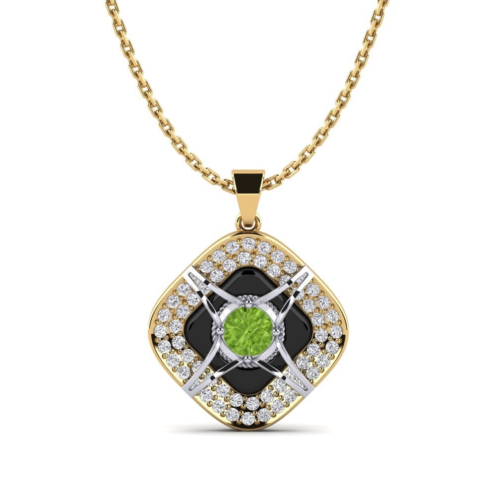 14ct Yellow & White Gold Peridot Women's Pendant Cusson