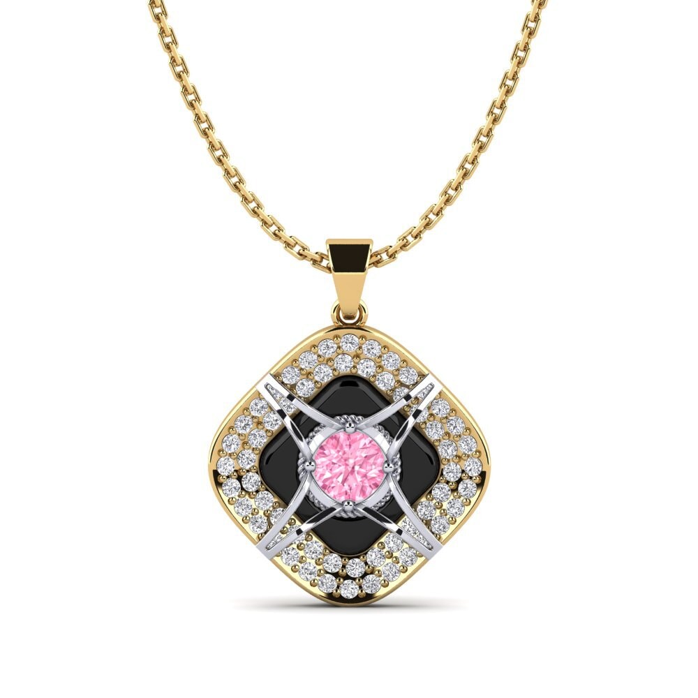 14ct Yellow & White Gold Pink Sapphire Women's Pendant Cusson