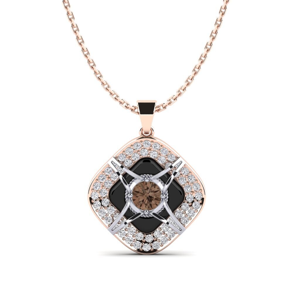 14ct Rose & White Gold Smoky Quartz Women's Pendant Cusson